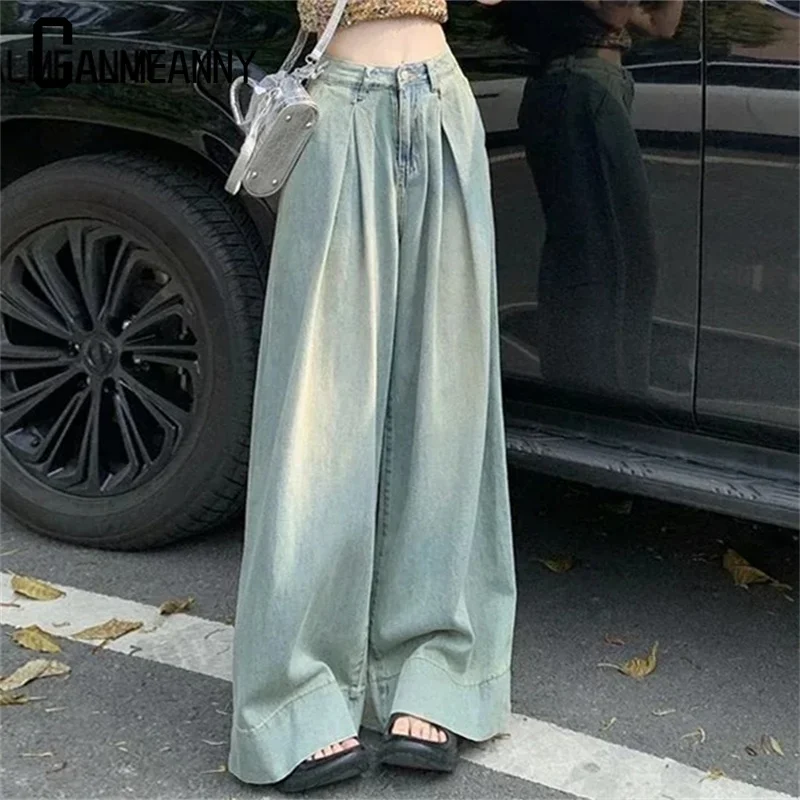 

2025 Spring Autumn Women Pants Straight wide leg jeans Harajuku printed Cargo Jeans Y2K High Waist Streetwear Baggy Jeans