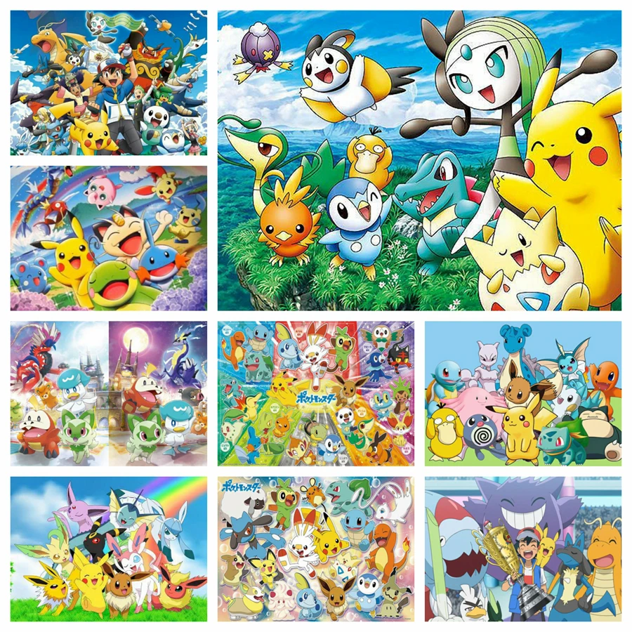 Pokemon 2024 New AB Diamond Painting Mosaic Japanese Cartoon Anime Art Cross Stitch Kits Embroidery Rhinestones Children's Gift