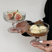 Embossed Glass Fruit Bowl Crystal Clear Pedestal Serving Dish for Dessert Snacks Elegant Storage Tray Table Decor for Home Party