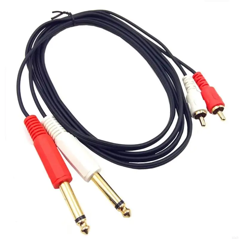 

900F RCA Male to 1/4 6.35mm Adapter Cable, 2 6.35mm 1/4 TRS Stereo Male to 2 RCA