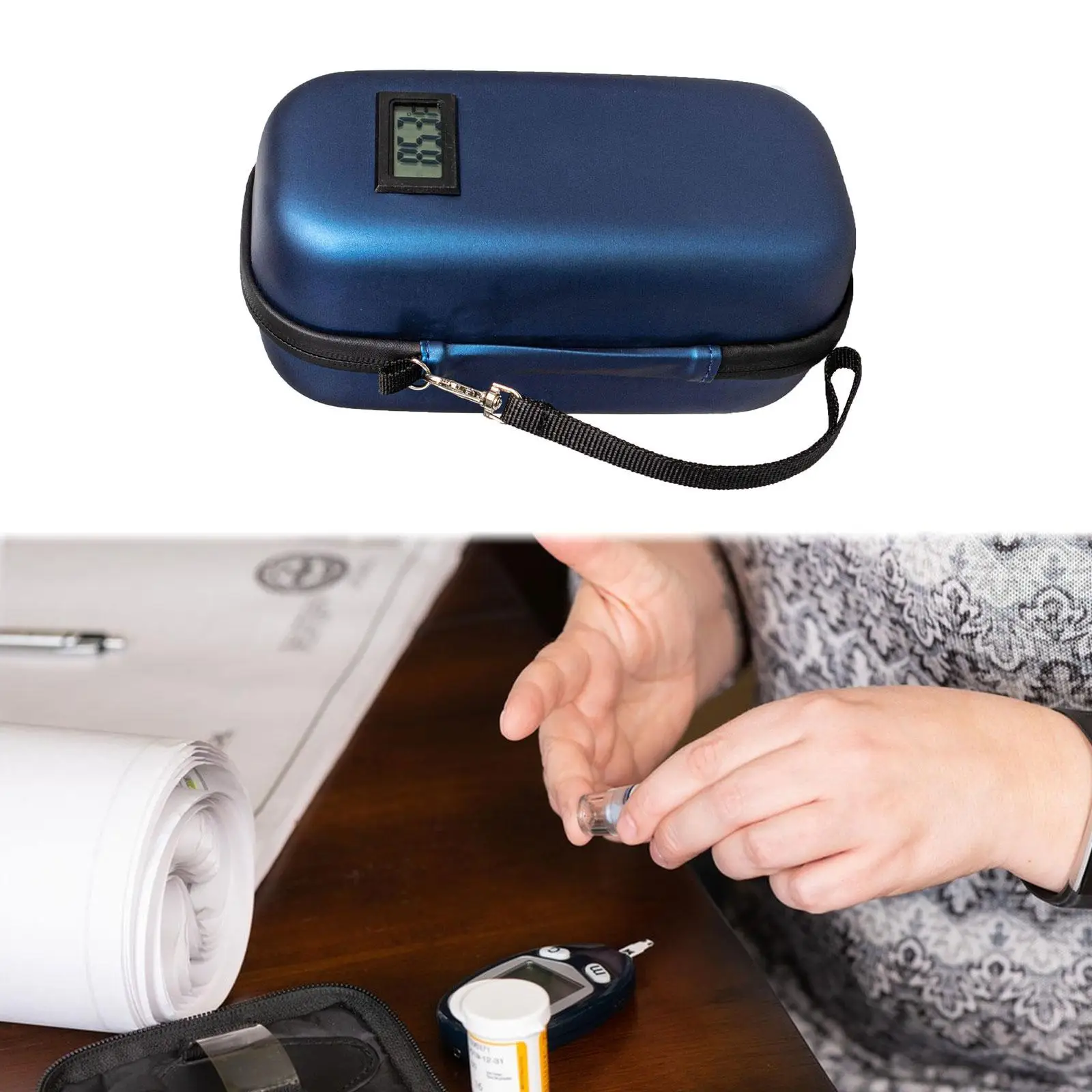 Insulin Cooler Travel Case Mini Insulin Cooler Bag Heat Insulation Temperature Display Medicine Diabetic Supplies Travel Case