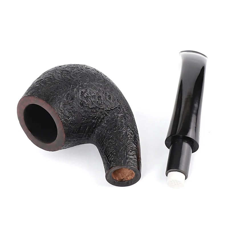 Imagem -02 - Muxiang-handmade Briar Wood Tobacco Pipe com Alça Curva e Curva Black Sandblasted Pipe mm Sherlockholmes Pipe Presente do Dia dos Pais