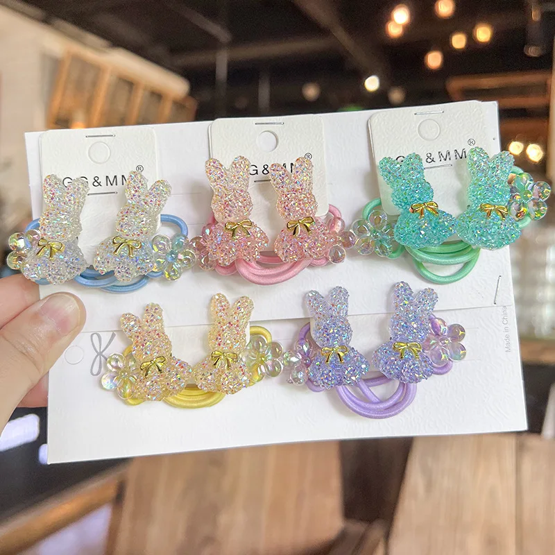 

2 Pieces New Cute Sugar Rabbit Princess Headwear Kids Elastic Hair Bands Children Hair Ropes Girls Hair Accessories