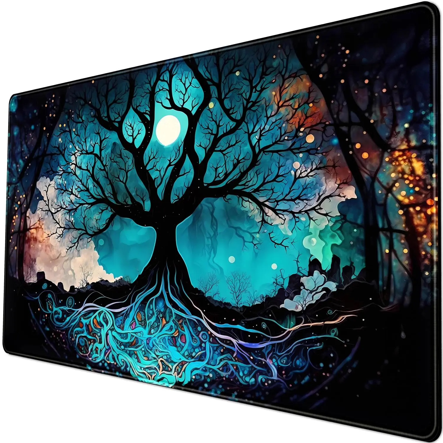 Vintage Blue AI Desk Pad Large Flower Mouse Pad XXL Plant Mousepad Laptop Computer Keyboard Mat Office Desk Decor