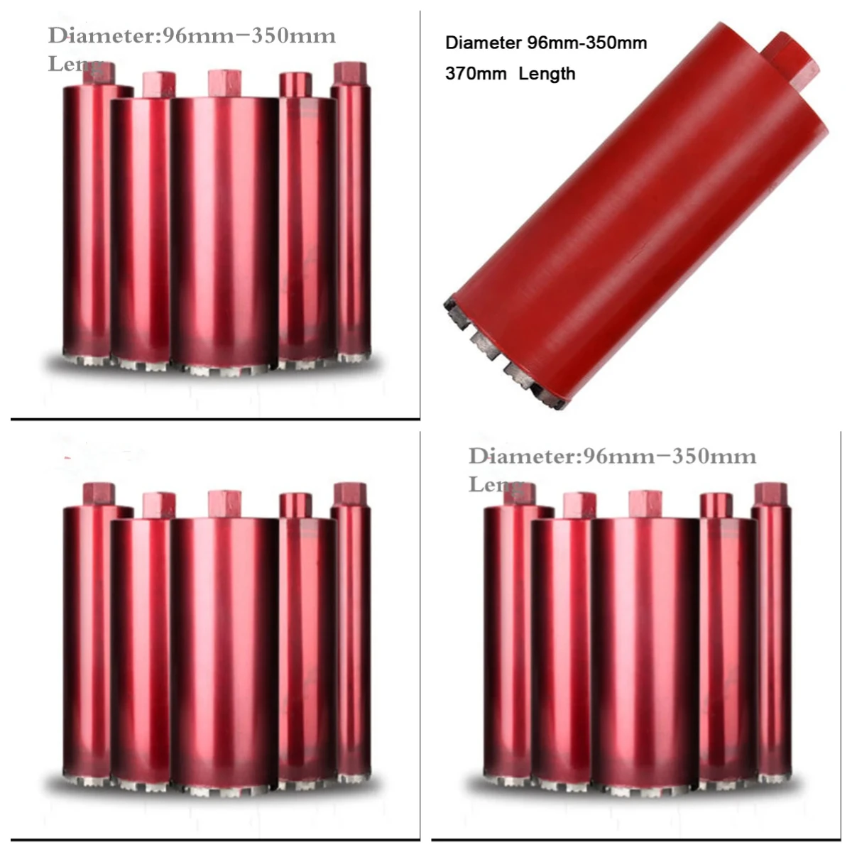diameter 96-350mm,  Length: 350mm Wet Diamond Core Drill Bit for Concrete Perforator masonry