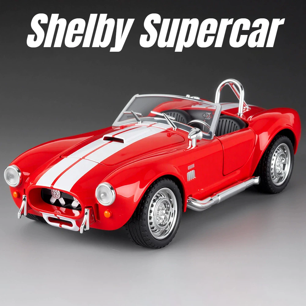 

1:22 Shelby AC Cobra Supra, модель игрушечного автомобиля, двери, открытый суперкар, сплав, литой под давлением, свет, звук, откатные модели, подарки на день рождения для мальчиков