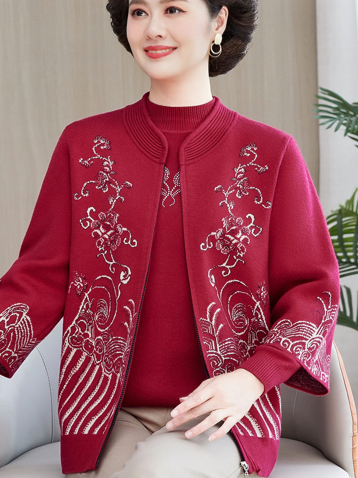 

Красный трикотаж на молнии с вышивкой для свадьбы Dr Sle ly, женская модная верхняя одежда, одежда для знаменитостей и мам, осень-зима