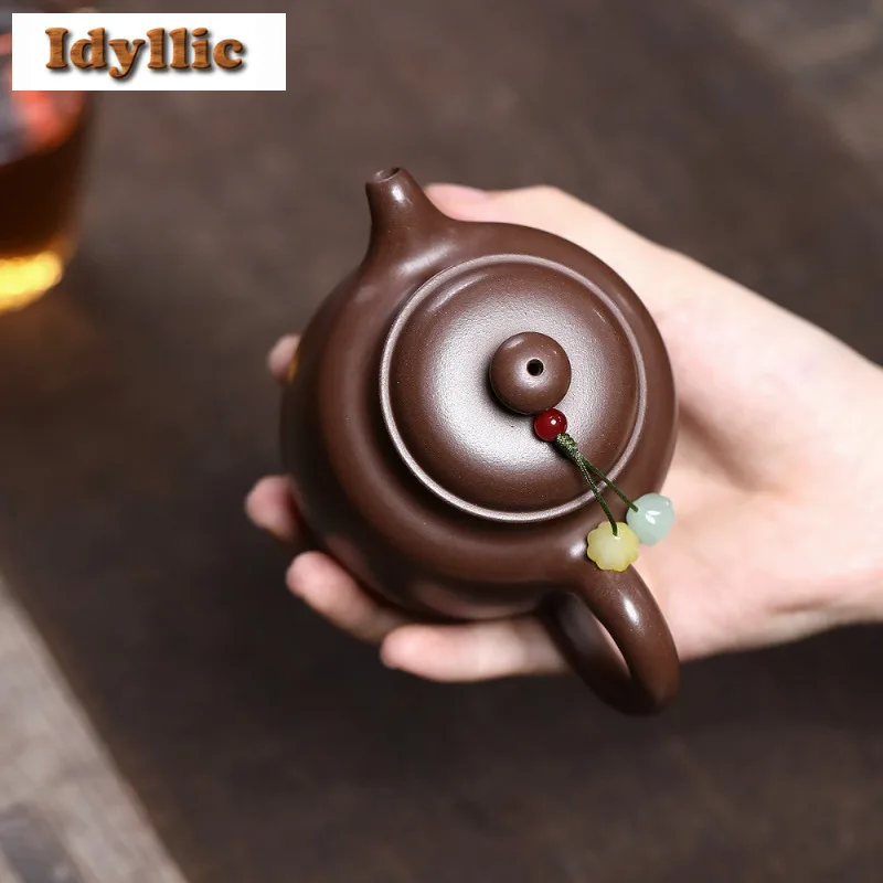 250 مللي أنيقة ييشينغ الأرجواني الطين أباريق الشاي اليدوية فانوس وعاء الخام الخام الأرجواني الطين غلاية مع Infuser Zisha طقم شاي تشا الحلي #6