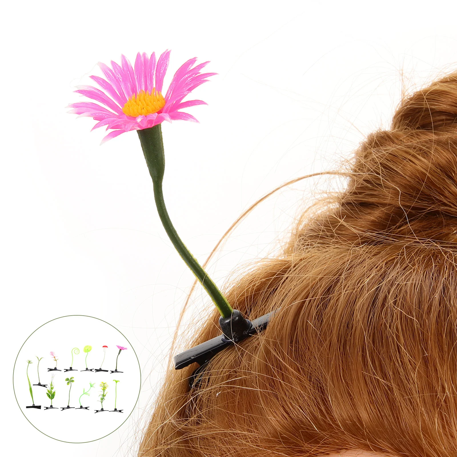 24 Uds. Accesorios florales para el cabello, pinzas para brotes de frijol, horquilla para flores finas, planta de simulación infantil de plástico para fiesta