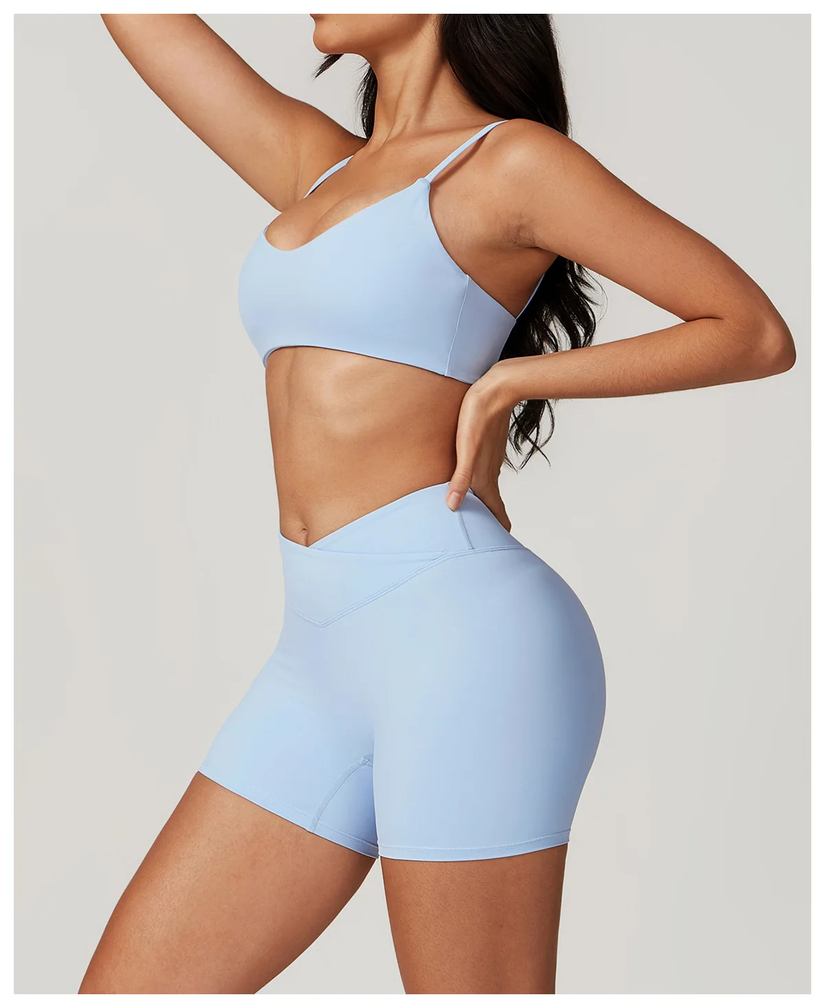 Sommer Neu Damen V-Ausschnitt Sport-BH Push-Up Bandeau-BH Fitness Rückenfreies Crop-Top Damen Workout Yoga Unterwäsche – Detail 10