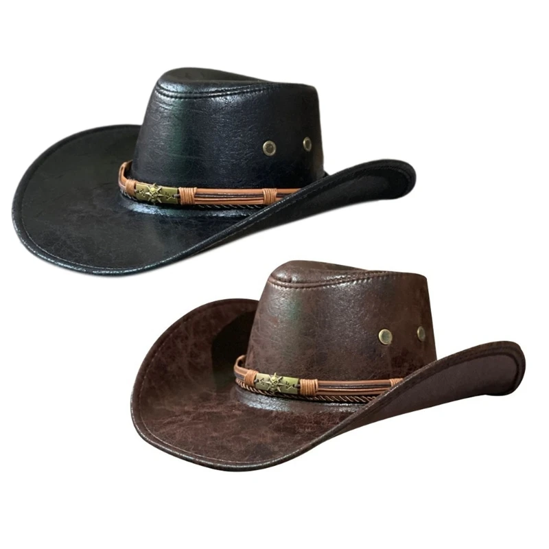 

New Portable Cowboy Hat Gentleman Fisherman Hat Gift for Camping Climbing Lovers Gentleman Wide Brim for Dress-up