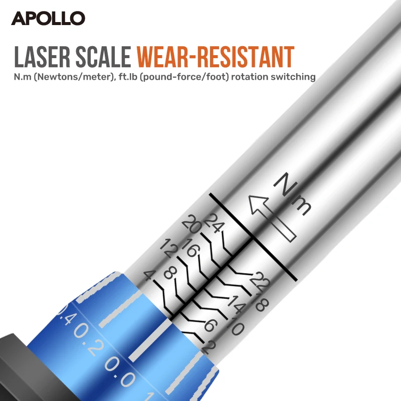 아폴로 토크 렌치 수리 도구 고정밀 토크 프리셋 렌치 2-24N.m 토크 조절 가능 1/4인치 라쳇 렌치