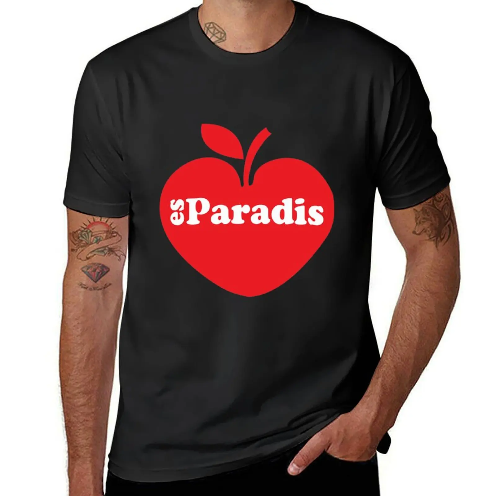 Ein lässiger Klassiker ikonisch paradis inspiriert T-Shirt koreanische Mode schwarz Sommer Top Herren bekleidung