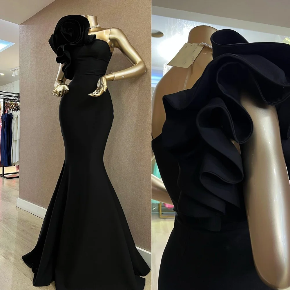 Hochwertige funkelnde exquisite Jersey drapierte Falte geraffte Abend Meerjungfrau One-Shoulder maßge schneiderte Anlass Kleid lange Kleider