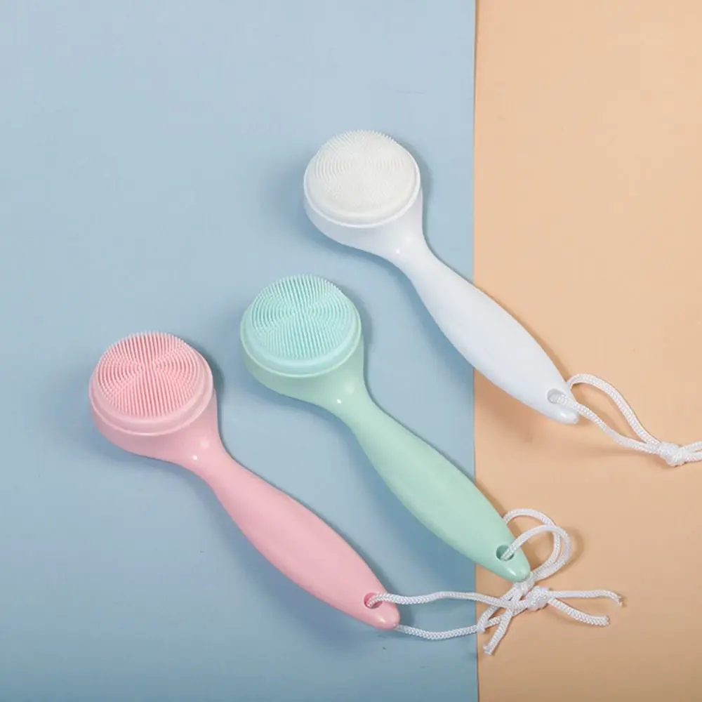 Manual Silicone Cleansing Brush Exfoliating Waterproof Silicone Long Handle Brush Clean Pores Multifunctional