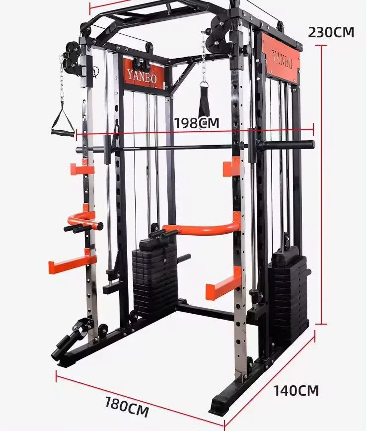 Hot All-In-One Home Gym Equipment Multi-Functional Squat Rack and Smith Machine with Power Rack Exercise Plate and Cable Drive