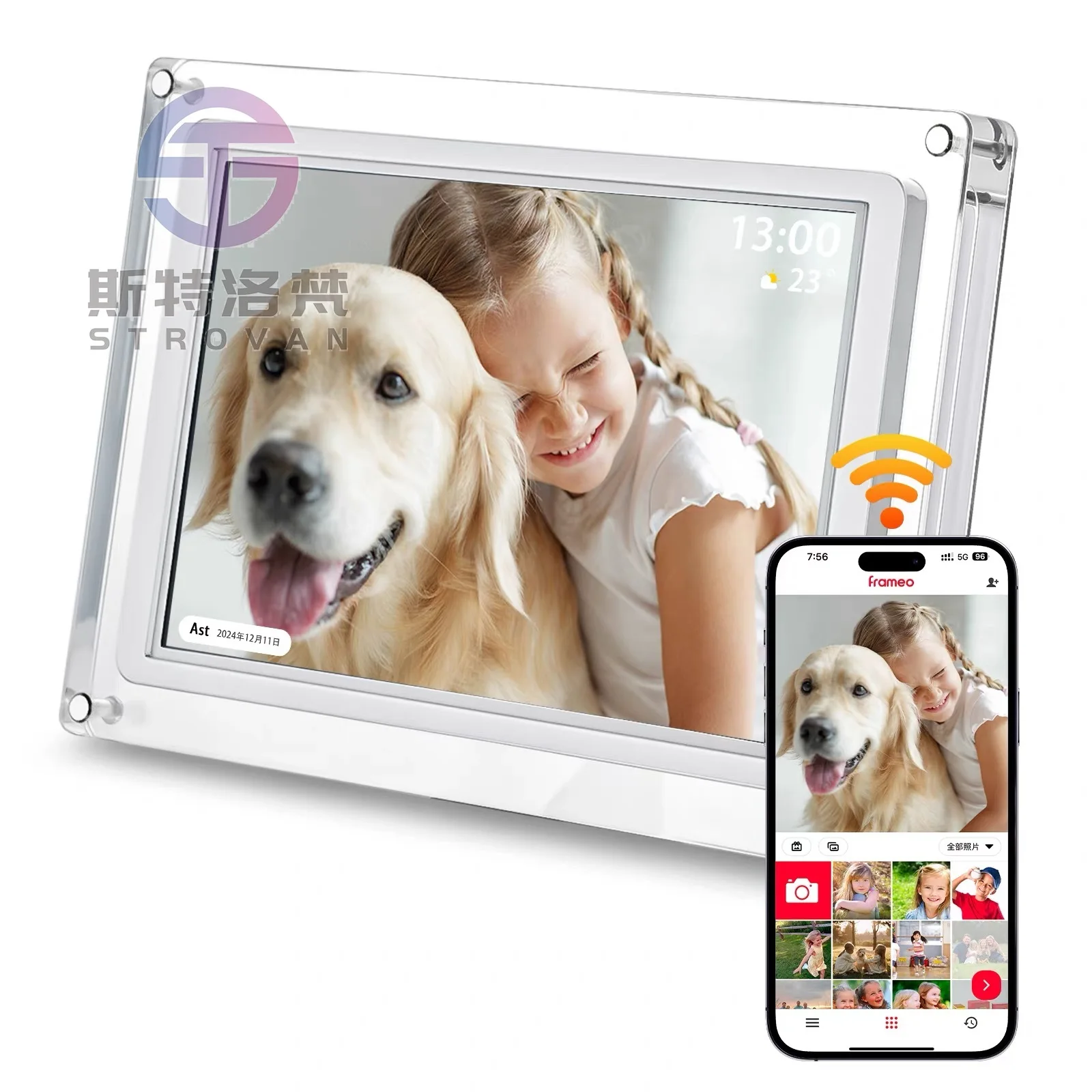 WiFi 10.1 Inch Smart  Picture Frame 32GB with 1280x800 IPS Touch Screen Auto-Rotate Share Moments Digital Photo Frame