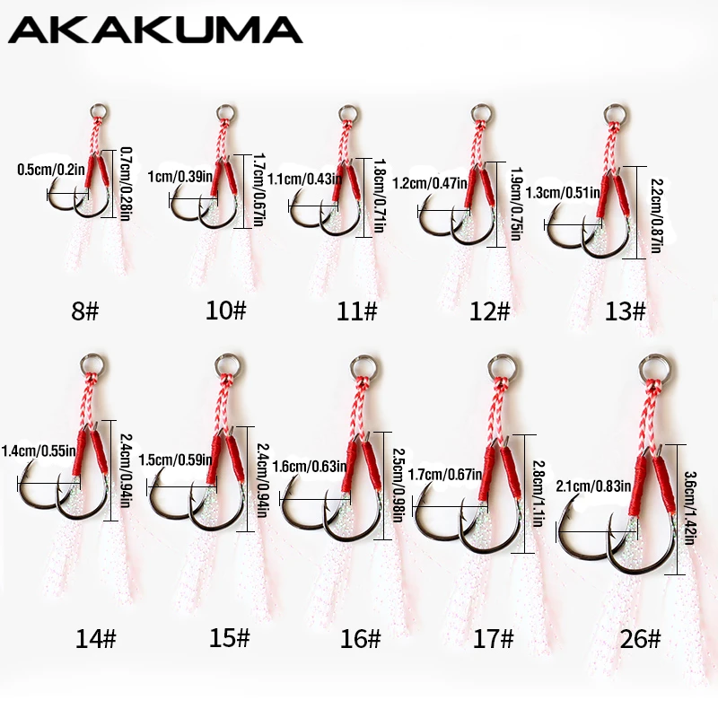 10Pcs Fishing Hooks Single Hook Assist Hook Double Hook Fishing Gear Jig Head Hook With Bright Silk