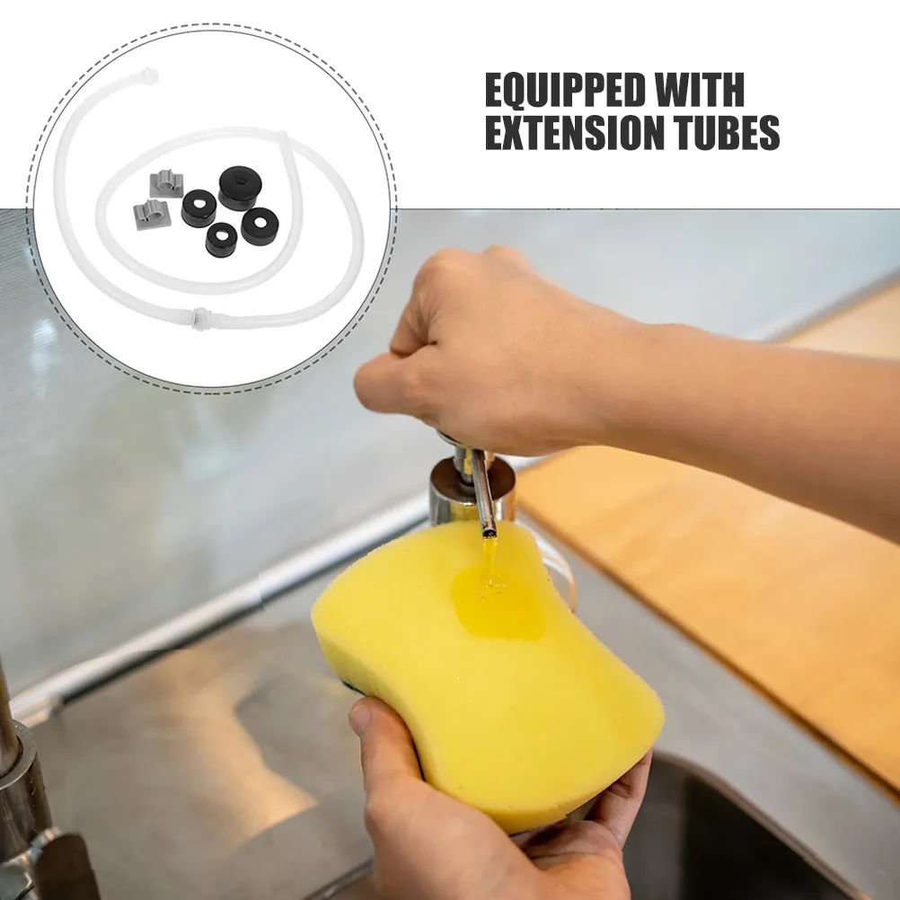 2 Sets Soap Dispenser Extension Tubes Kitchen Counter Under Sink Countertop Silica Gel Hose Spacesaving Durable Stable
