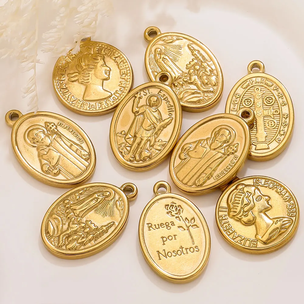 

5PCS St Benedict Medals Charms Virgin Mary Stainless Steel Pendant Accessories DIY Jewelry Necklace Earring Bracelet Wholesale