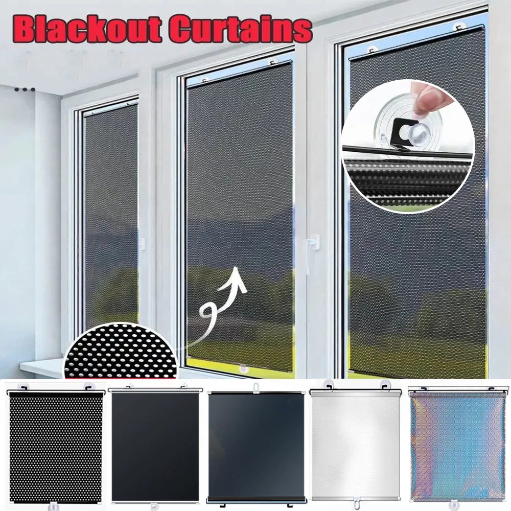 

1PC Retractable Roller Blackout Blind Anti-ultraviolet Sun Shade Suction Cup Car Curtain Insulated Bedroom Kitchen Office 자동차커튼