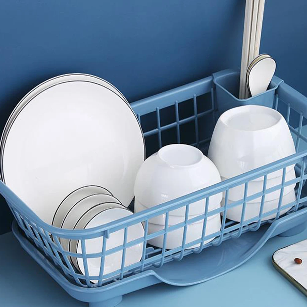 

2PCS Dish Drying Rack Premium Plastic Tableware ganizer Ventilated Draining Storage Detachable Drain Tray Utensil for Cups