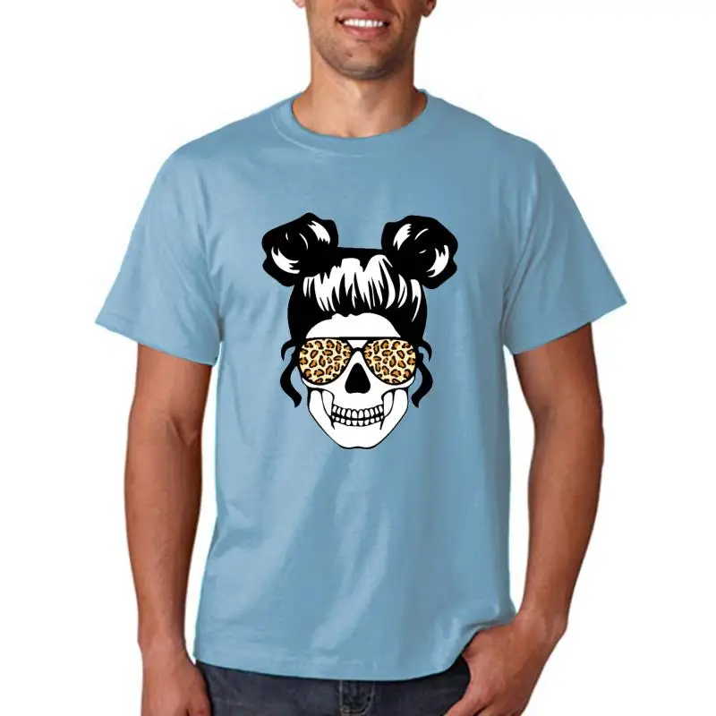 

Womens Summer Tirt Skull Anime Leopard Print Cus Hand-Painted Design Casual Cotton Top for Women