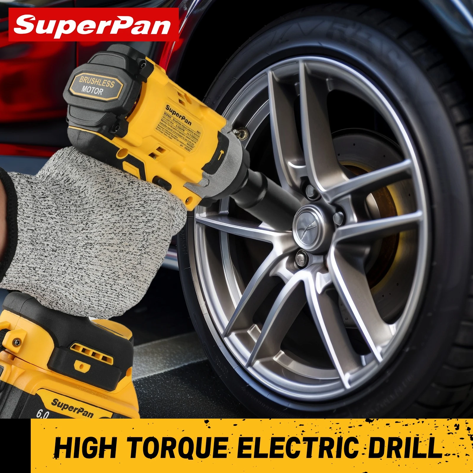 

SuperPan DCF900 Brushless Square Drive 600N.m Construction Work Tool Bag Portable Brushless Wrench for DeWalt 18V battery pin