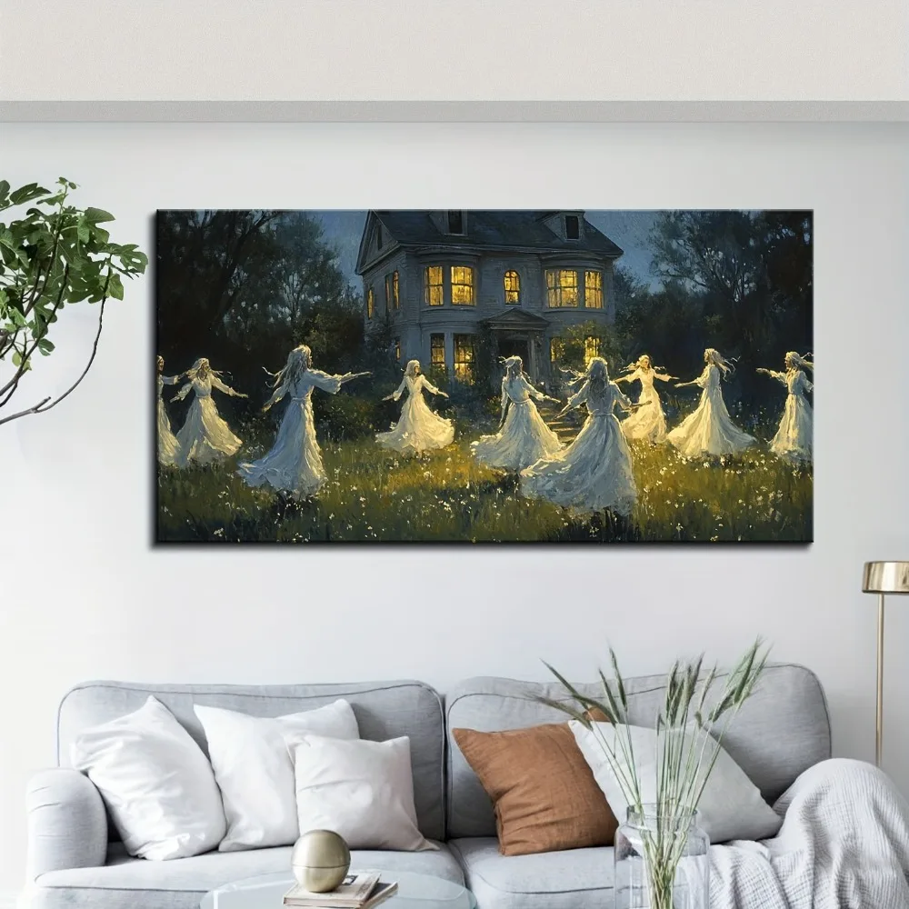 

1.5 inch thick pine solid wood frame, swaying ghost oil painting wall decoration, ghost oil painting wall decoration