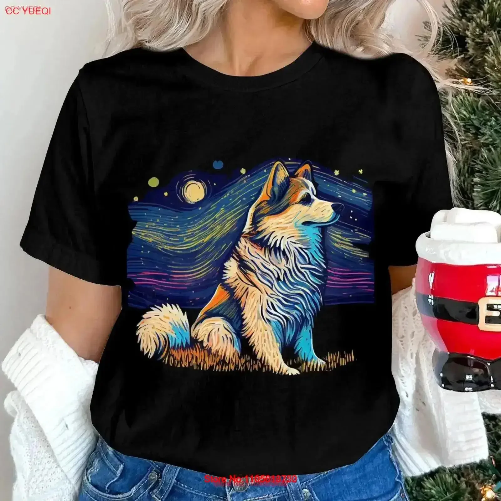 West Siberian Laika pet puppy shirt Dog breed Short sleeve T Starry Night gifts for owners lovers vintage Washed Slightly