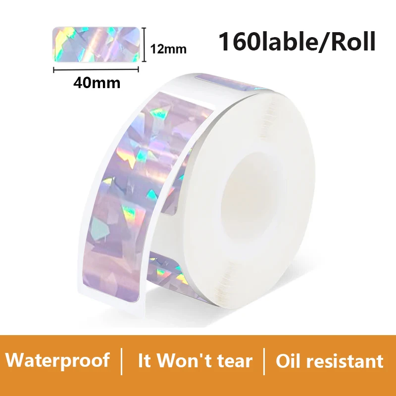 P15 Papierrolle Thermoaufkleber 12x40 14x30 Thermoprinterband Transparentes Etikettenpapier für P11/P12/P15/P50/B100/D30/HP1/HP3
