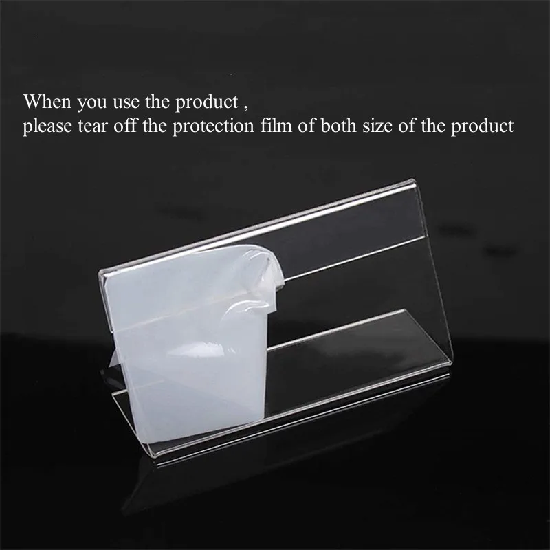 10pcs Mini Clear Acrylic Sign display Holder For Wedding Birthday Party Bakery Retail L Shape Price Name Card Tag Label Stand