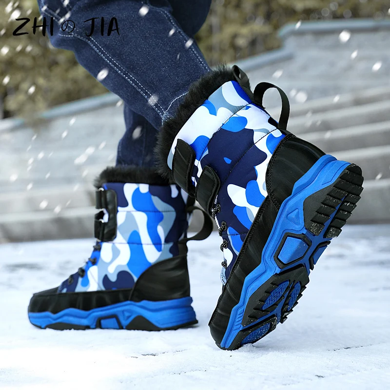 New Winter Children\'s Snow Boots Boys Girls Fashion Print Comfortable Soft Warm Boots Outdoor Play Sports High Top Cotton Shoes