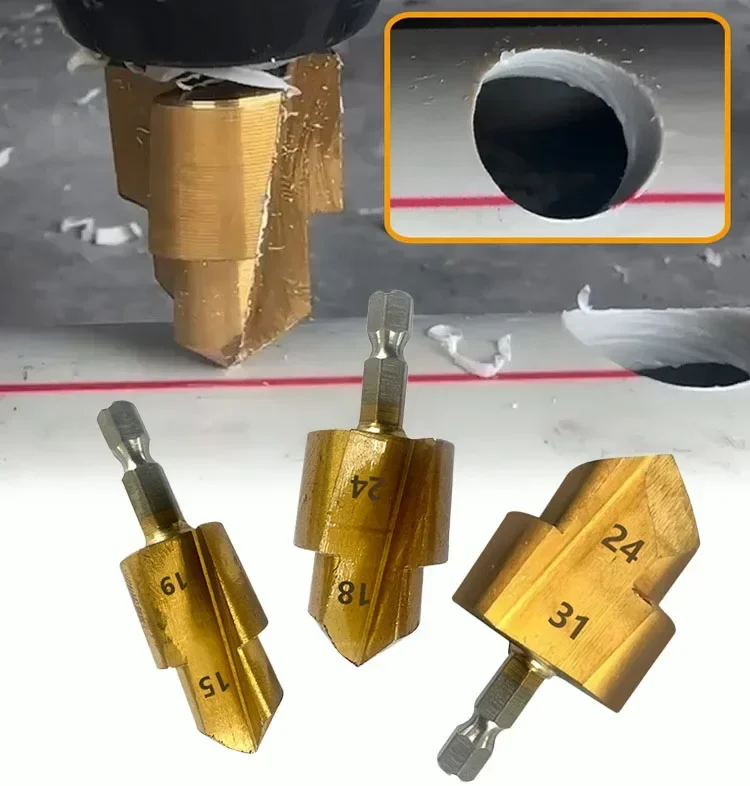3 pezzi di sollevamento PPR, punta da trapano a gradini, strumento di collegamento per tubi dell'acqua con codolo esagonale 20/25/32mm, punte da trapano per alesatura di tubi dell'acqua