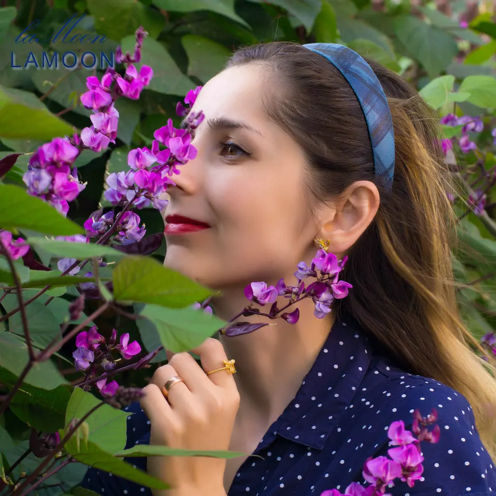 Lamoon蜂のイヤリング女性のための925スターリングシルバーシトリン宝石用原石のスタッドピアス14 18kイエローゴールドプレートファインジュエリーLMEI041