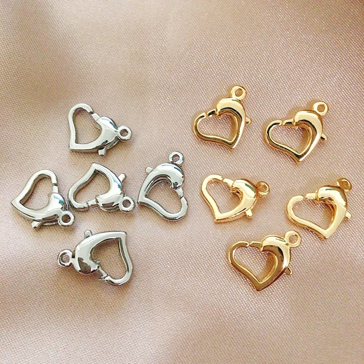 

Застежка-карабин в форме сердца с позолотой 18 К, 10 шт., 10 мм, застежка «Love Spring» для изготовления браслетов, ожерелий, аксессуаров «сделай сам»