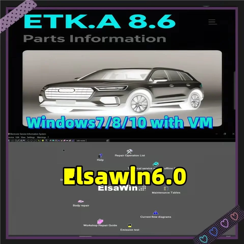 

Программное обеспечение для ремонта автомобилей Группа транспортных средств Электронные детали Каталог Et/ka 8.6 + ELSAWINS 6.0 Цифровой или A/udi V/W SE/AT SKO/DA