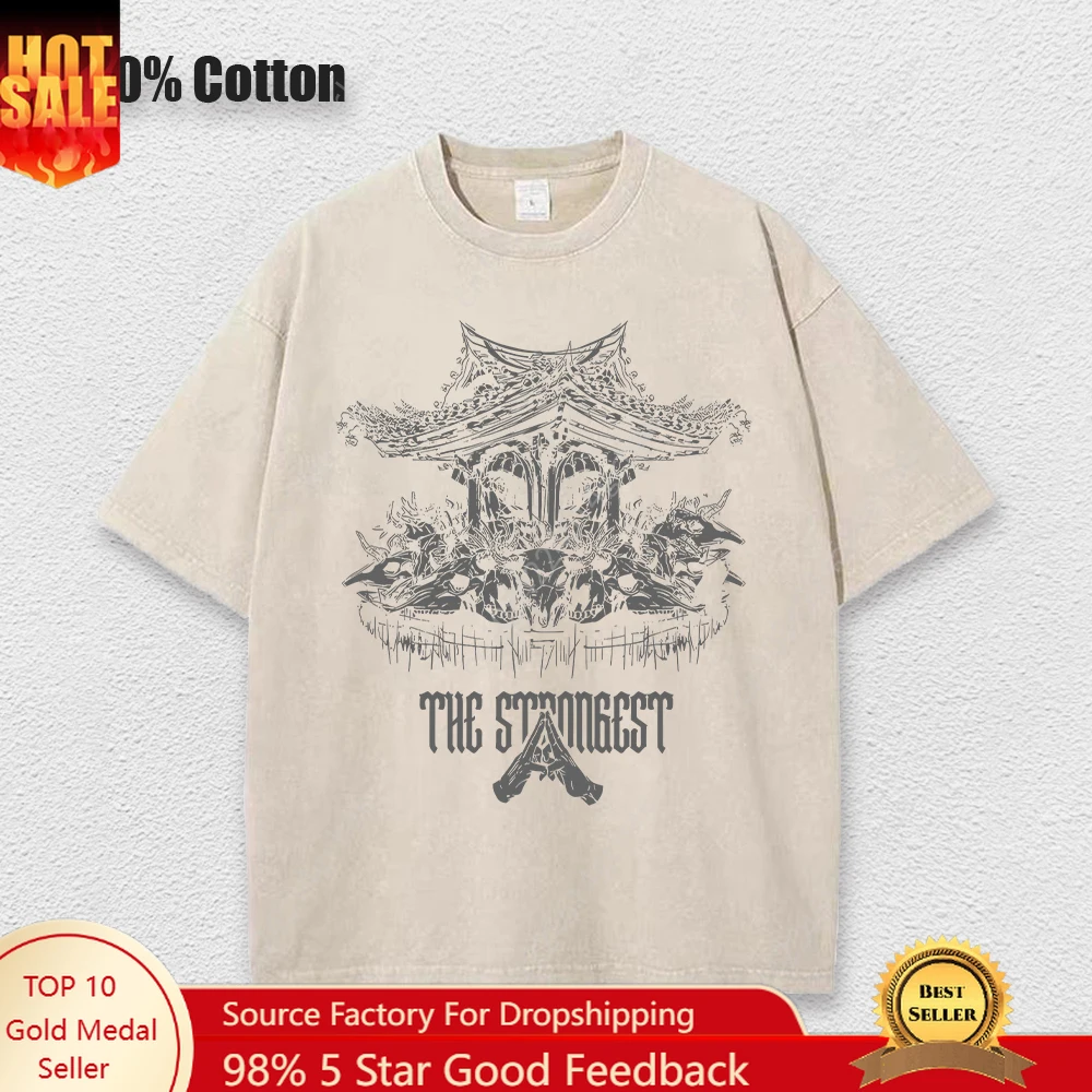 

Harajuku Cotton Tshirt Men Short Sleeve Tees Anime Jujutsu Kaisen Acid Summer Cotton Loose Washed Tops T-Shirt Oversized Tee