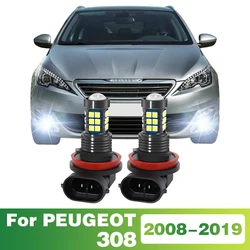 2X LED Car Light Front Fog Lamp Bulb For PEUGEOT 308 2008 2009 2010 2011 2012 2013 2014 2015 2016 2017 2018 2019 Accessories