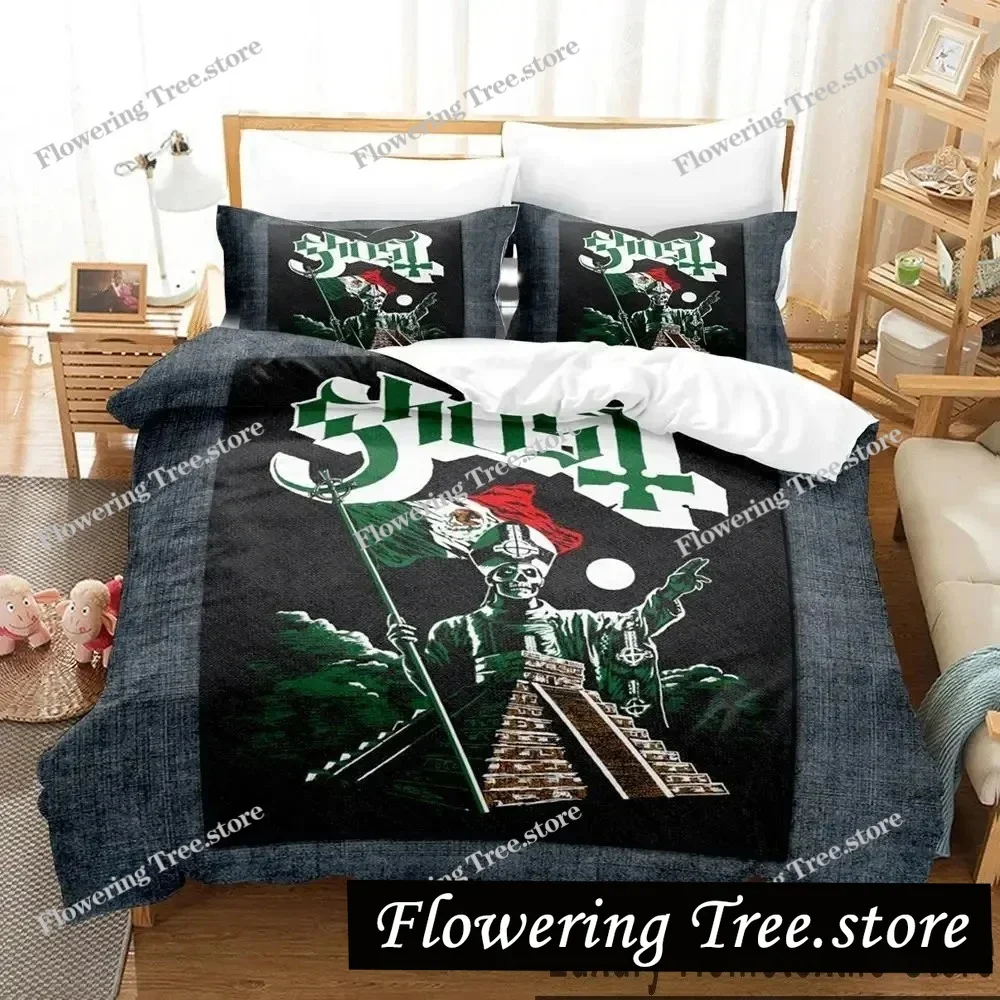 3D Print Ghost Rock Band Swedish Bedding Set Duvet Cover Bed Set Quilt Cover Pillowcase Comforter king Queen Size Boys Adult