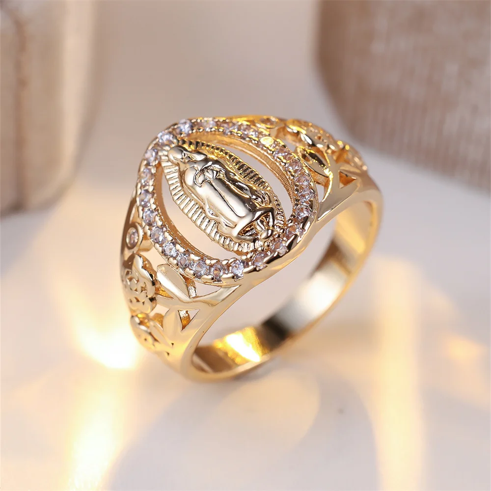 فاخر كريستال متعدد الألوان الزركون خاتم خمر موضة الذهب اللون العصابات الزفاف خواتم الخطبة مجوهرات للنساء الرجال الإكسسوار #4