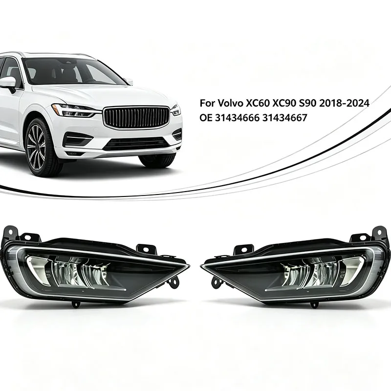 Car Fog Lights Assembly For Volvo XC60 XC90 S90 2018-2024 Front Bumper Fog Light OE 31434666 31434667 Car LED Fog Lamp
