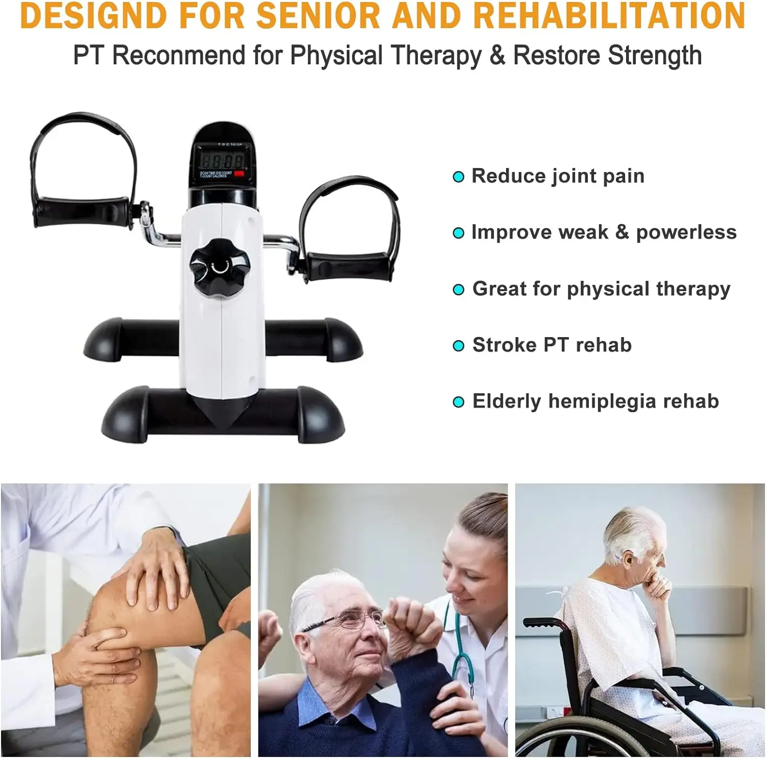 Portable Mini Exercise Bike Under Desk Adjustable Rehabilitation Pedal Exerciser Hand Pedal Cycle Hand Held Exercise Equipment view 5