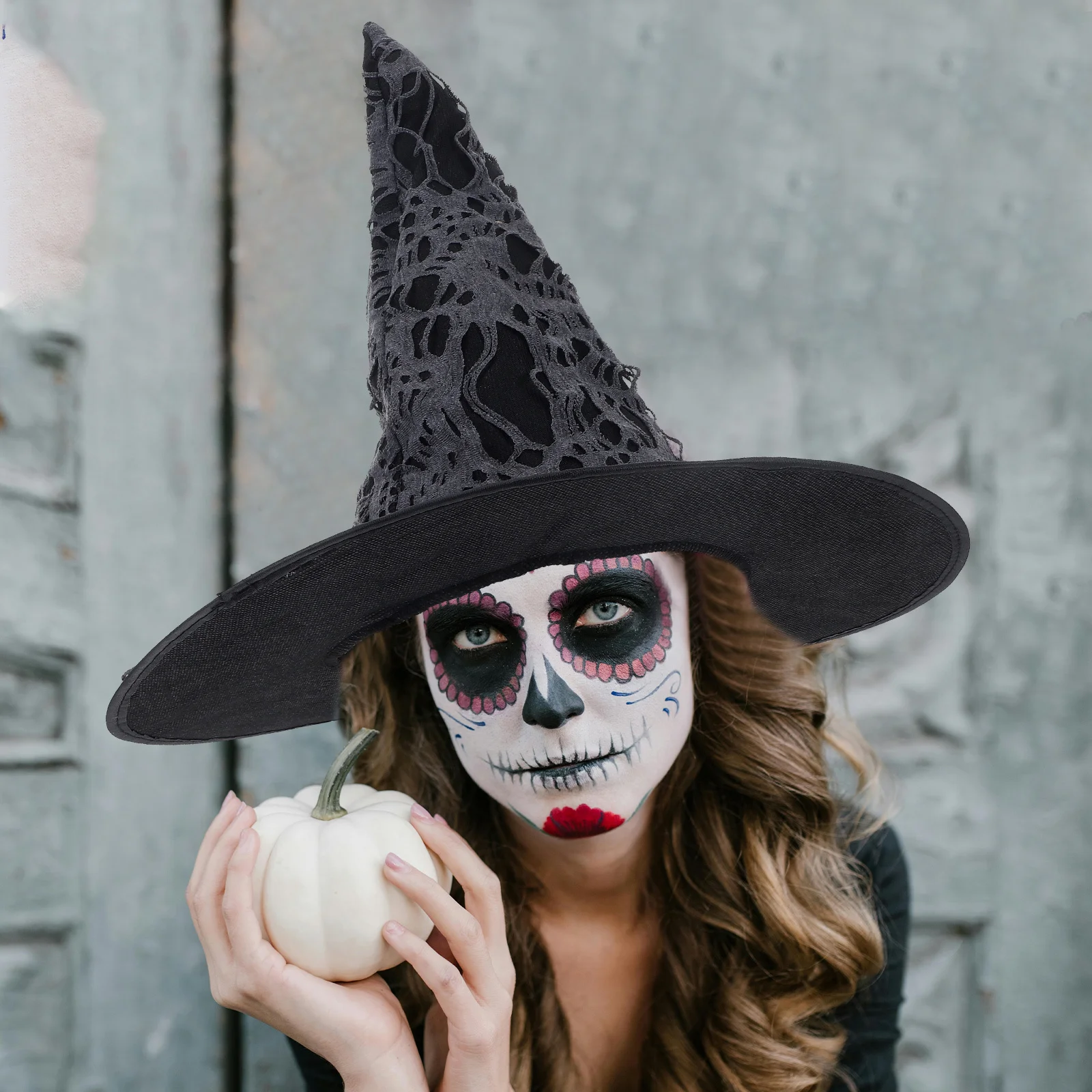 

Halloween Broken Holes Witch Hat Lightweight Cloth Iron Masquerade Costume Party Cosplay Photo Prop Halloween Hat