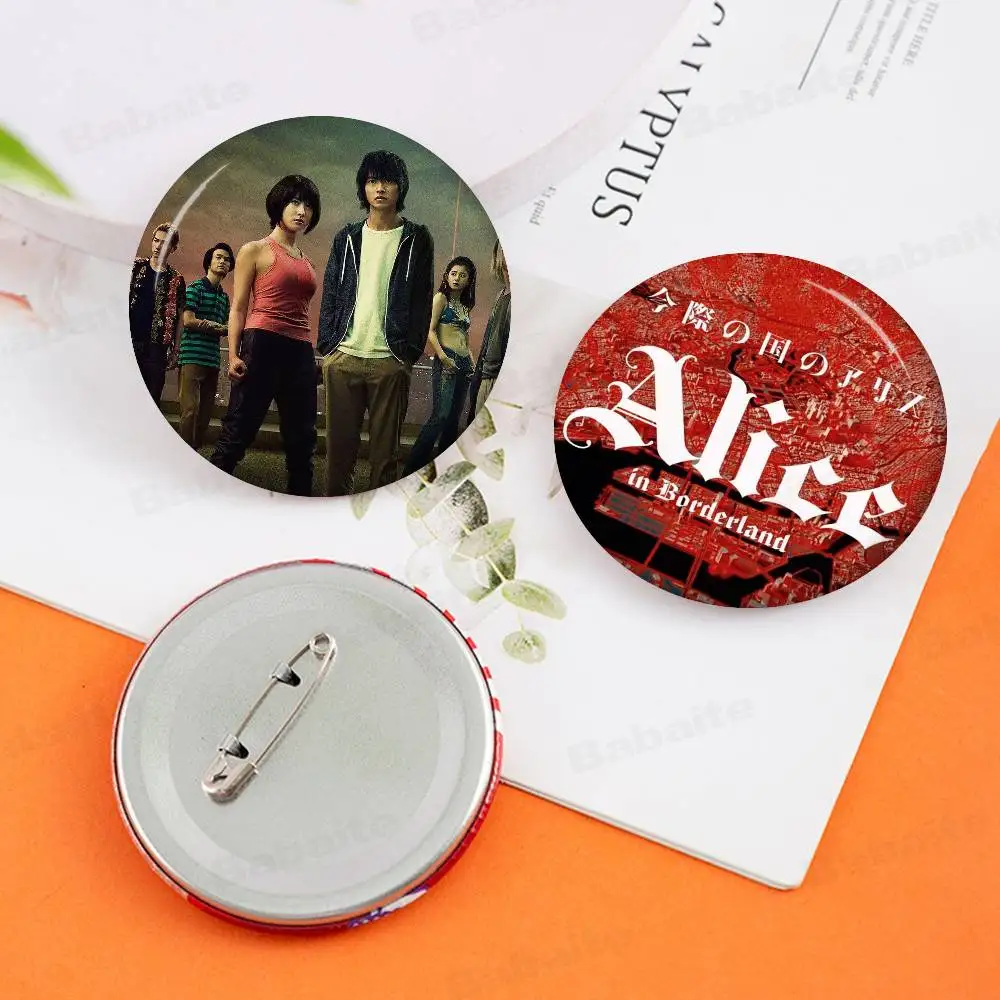 Hot TV AliceS In B-Borderland 58mm Handmade Brooch Cartoon Cosplay Badge on Backpack Jewelry Accessories Gifts