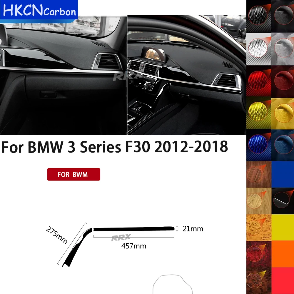 For BMW 3 Series F30 F34 2013 2014 2015 2016 Copilot Dashbaord Trim Strip Cover Piano Black Sticker Car Interior Accessories