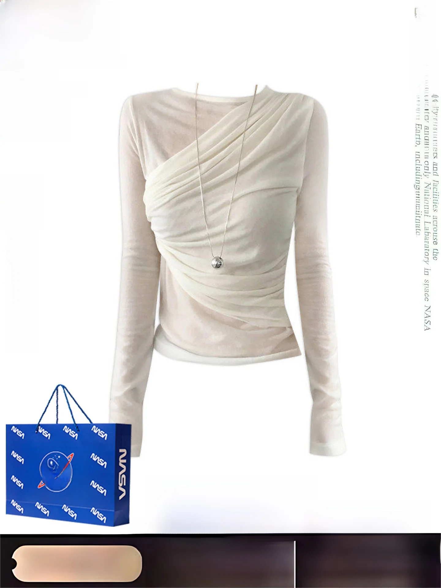 

Slimming Effect Long Sve round Ne T-irt Women's Autumn Winter Korean Sle Asymmetric Design Gathered Waist Base irt