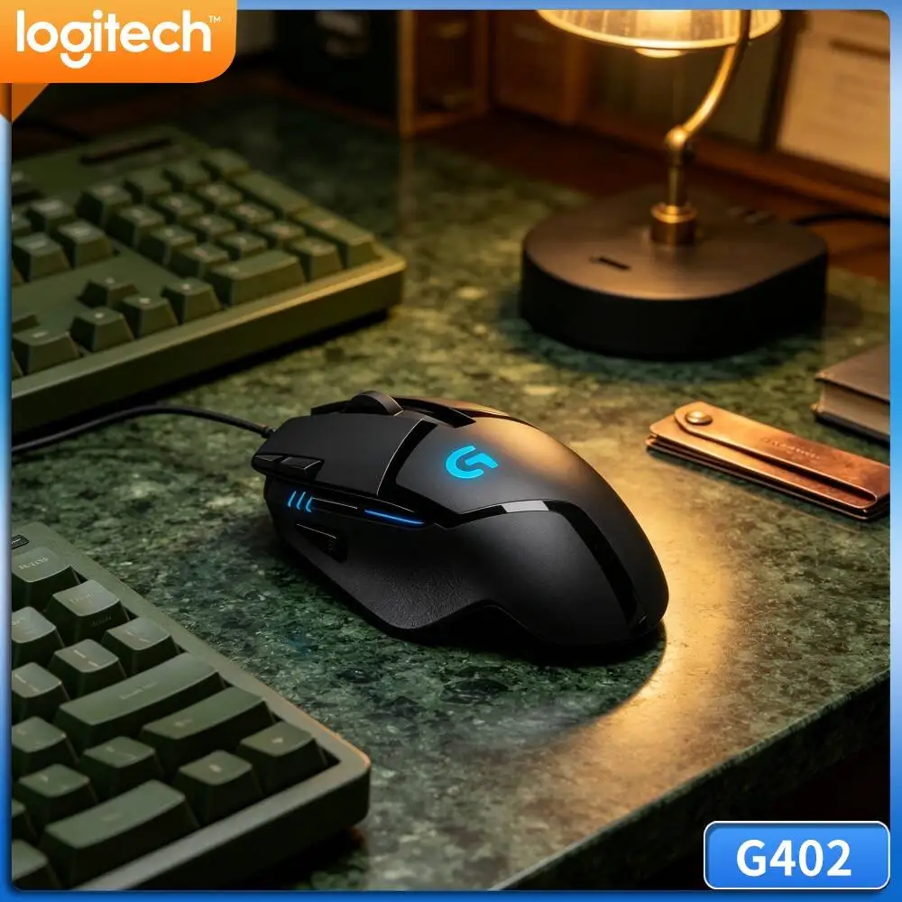 Logitech G402 Hyperion Fury Wired Mouse 4000 DPI Peak Sensitivity 8 Customizable Buttons For Home PC Gaming Hobby