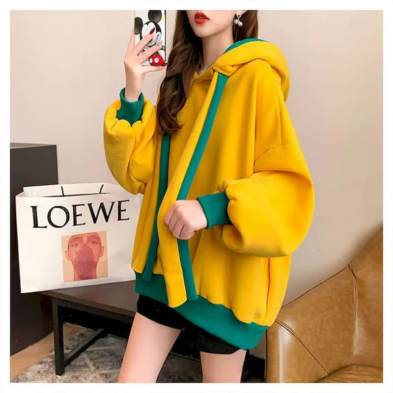 Modne koreańskie polarowe grube bluzy z kapturem damskie jesień/zima luźne duże rozmiary kurtka z kapturem odzież damska codzienna kurtka 2025