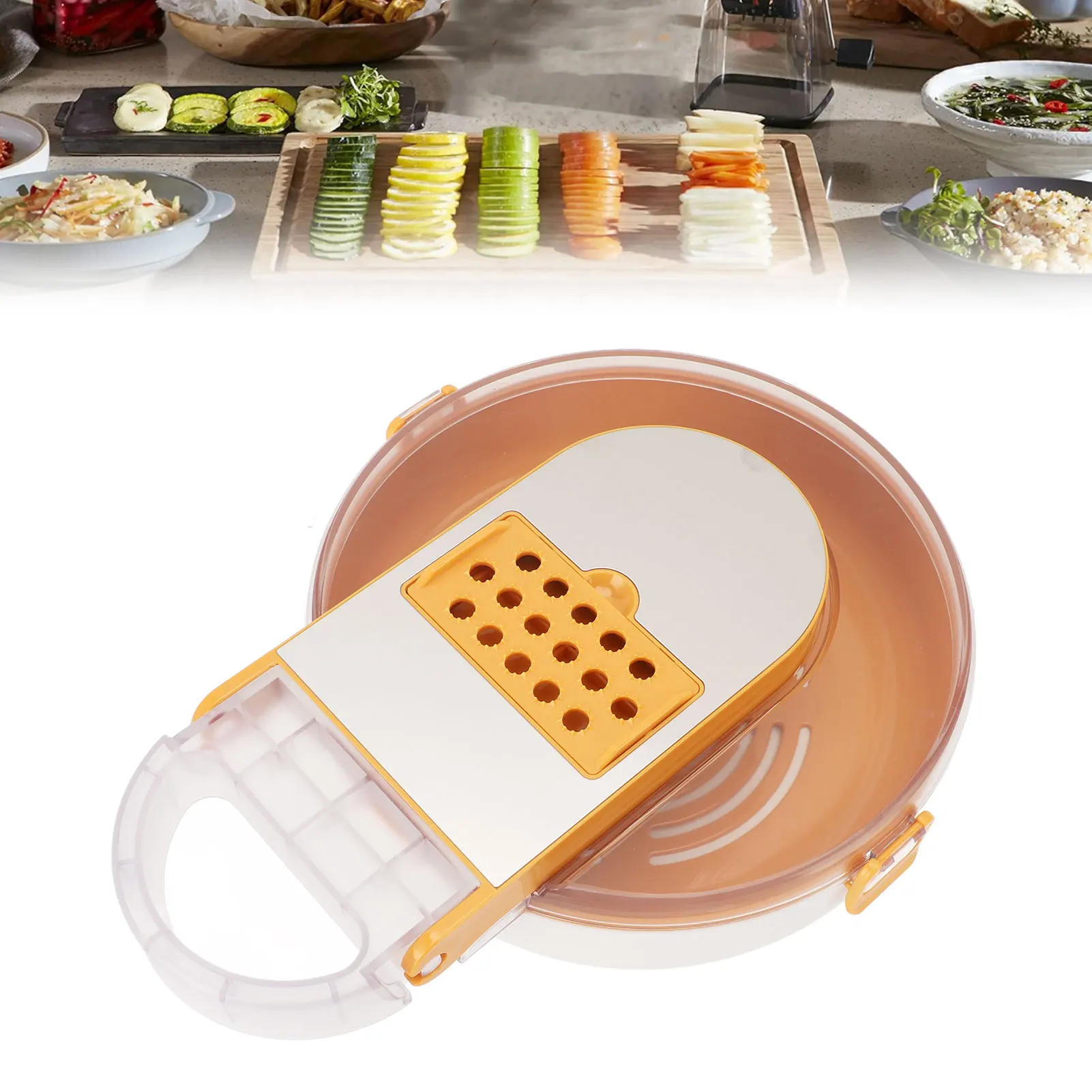 

Food Chopper Kitchen Chopper Vegetable Grater Multipurpose Potato Cutter with Drain Basket for Slicing Dicing Grinding